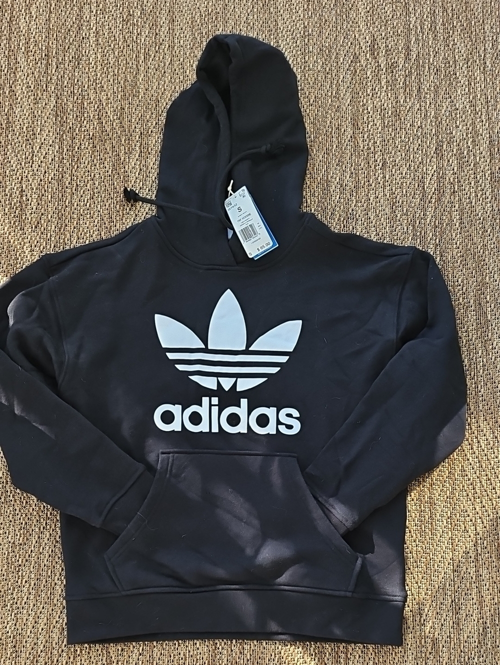 adidas Black Hoodie with Large White Trefoil Logo